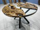 Custom Order Diameter, Round Olive Wood, Clear Epoxy Dining | Dining Table in Tables by LuxuryEpoxyFurniture. Item composed of wood and synthetic
