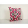 Handloom Pink Ikat Velvet Pillow - Square Floral Uzbek Silk | Sham in Linens & Bedding by Vintage Pillows Store. Item composed of cotton