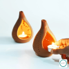 Drova Handmade Terracotta Tealight Holder (Pack of 2) | Candle Holder in Decorative Objects by Lit Lamps - Sustainable Mindful Lighting
