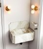 Calacatta Monet Marble Sink with Backsplash | Water Fixtures by AYMARBLEDESIGN LLC
