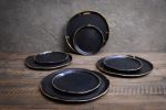 dinner set - gold edge black rustic handmade handcrafted | Plate in Dinnerware by Laima Ceramics. Item made of stoneware works with minimalism & contemporary style