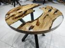 Custom Order 36" Diameter- Round Olive Wood Clear Epoxy | Dining Table in Tables by LuxuryEpoxyFurniture. Item composed of wood and synthetic