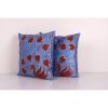 Traditional Navy Blue Silk Suzani from Uzbekistan, Set of Tw | Cushion in Pillows by Vintage Pillows Store