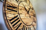 Solid Spalted Maple Wall Clock with Black Lines and Roman Nu | Decorative Objects by Hazel Oak Farms. Item composed of maple wood