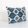 Blue Silk Ikat Velvet Lumbar Pillow Cover - Uzbek Ethnic Dec | Cushion in Pillows by Vintage Pillows Store
