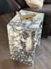 Handmade Calacatta Viola Marble Nightstand: Natural Stone Side Table | Tables by AEGEAN MARBLE ARTISAN ATELIER