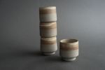 SET OF 4 tea or coffee espresso cup, grey matte edge minimal | Drinkware by Laima Ceramics. Item made of ceramic works with minimalism & rustic style