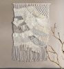 Ivory Grey Hand Knitted Wool Wall Hanging, Boho Textured Tapestry Decor | Wall Hangings by Swiflo