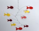 Fish Mobile Kinetic Art with Red Fish | Wall Sculpture in Wall Hangings by Skysetter Designs. Item composed of metal in modern style