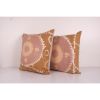 Set of Two Uzbek Faded Pink Suzani Cushion Cover, Pair Suzan | Pillows by Vintage Pillows Store