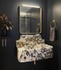 Calacatta Viola Marble Grooved Vessel Sink, Fluted Washbasin, Luxury Bathroom Vanity Natural Stone | Water Fixtures by AYMARBLEDESIGN LLC