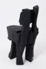 Brutalist Sculptural Stool, Carved, Solid Wood, Oak, Black, Rustic | Chairs by Logniture