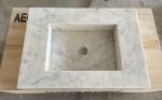 Handmade Carrara Marble Sink: Wall Mount Washbasin (21”x30”x5”) | Water Fixtures by AEGEAN MARBLE ARTISAN ATELIER