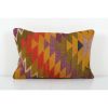 Vintage Lumbar Geometric Kilim Pillow, Tribal Vintage Kilim | Sham in Linens & Bedding by Vintage Pillows Store. Item composed of cotton and fiber