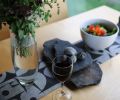 Table Runner Merino Wool Felt GeoJazz Grey | Linens & Bedding by Lorraine Tuson