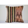 Turkish Striped Kilim Cushion Cover 16" X 16" | Pillows by Vintage Pillows Store. Item made of cotton with fiber