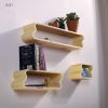 Squiggle Floating Shelves: Cherry & Ash Hardwood, Pastel Accents | Shelving in Storage by Spacecraft Furnishing