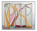 "San Lorenzo" hand-painted 100% silk and wood folding screen | Divider in Decorative Objects by Natalia Lumbreras. Item composed of wood and fabric