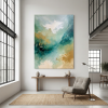 Ethereal Veil — Abstract Canvas Artwork in Teal | Prints in Paintings by Alpenglow Workshop. Item made of canvas works with contemporary & coastal style