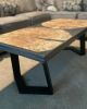 Live edge epoxy coffee table | Tables by J Langos Wood Shop. Item composed of oak wood and metal