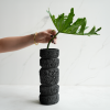 Sculptural Cylinder Vase in Textured Carbon Black Concrete | Vases & Vessels by Carolyn Powers Designs. Item made of concrete with glass works with minimalism & contemporary style