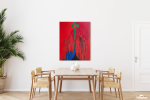 Crimson Silence — Alienation Series | Paintings by Gela Mikava. Item made of fabric works with contemporary & modern style