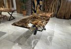 Custom Walnut Root Epoxy Resin Dining Table | Tables by Gül Natural Furniture. Item composed of wood in country & farmhouse or art deco style