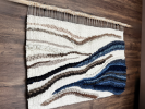 Fiber Wall Tapestry for Coastal Home 'Organic Lines' | Wall Hangings by Tissage Sauvage. Item made of wood & cotton compatible with country & farmhouse and coastal style