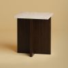 Travertine and Smoked Oak Nightstand - TINOS by Lebanto | Storage by Lebanto. Item made of oak wood with marble works with minimalism & contemporary style