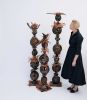 "Totems of Hidden Miracle" 3-Piece Sculptural Composition | Public Sculptures by SevaCeramics. Item composed of copper and ceramic in minimalism or japandi style