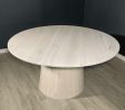 The Morgan Round Dining Table | Tables by Lumber2Love. Item made of oak wood compatible with mid century modern and contemporary style