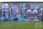 Cityscape Mural X Outdoor Cinema | Street Murals by Set It Off Murals. Item composed of synthetic