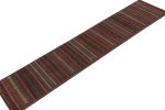 Vintage Persian Kilim Runner in Aubergine with Red Stripes | Area Rug in Rugs by Rug and Kilim