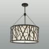 Woods Drum Pendant | Pendants by ILEX Architectural Lighting | ARCH Orthodontics in Westwood. Item composed of linen & brass