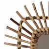 Square Spike Rattan Mirror Wall Decor | Decorative Objects by Casa Amarosa. Item made of wood with glass