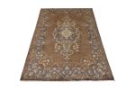 Hand-Knotted Vintage Sivas Rug in Beige-Brown with Medallion | Area Rug in Rugs by Rug and Kilim