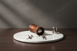 Walnut Pepper Mill with Gold Accent – Hand‑Turned | Placemat in Tableware by Holzkunst Samuel Meisinger. Item made of walnut with brass works with art deco & modern style