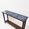 Turkish Tile Console Table in Walnut Wood – Entryway Table | Tables by Ubba Home Decor. Item made of wood with ceramic works with boho & mid century modern style