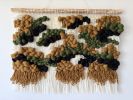 Woven Wool Tapestry "Forest Mosaic" | Wall Hangings by Tissage Sauvage. Item composed of wood and wool in boho or contemporary style