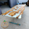 Personalized Epoxy Dining Table Made of Olive Tree | Tables by Nil Woodwork. Item composed of oak wood in contemporary or art deco style