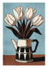 Coffee pot with white tulips | Prints in Paintings by Paul Manwaring Fine Art Prints. Item made of paper compatible with contemporary and modern style
