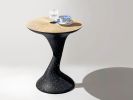 Black Stone & Oak Column Side Table - Still Series | Tables by Donatas Žukauskas. Item composed of oak wood and concrete in minimalism or contemporary style