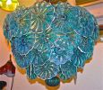 Turquoise Rondel Chandelier | Chandeliers by Rick Strini. STRINI ART GLASS. Item composed of glass