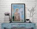 Under the mantle of grace | Oil And Acrylic Painting in Paintings by Elena Parau. Item composed of paper compatible with boho and minimalism style
