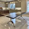 Frosted river resin epoxy wishbone table | Dining Table in Tables by YJ Interiors. Item made of walnut & metal compatible with mid century modern and contemporary style