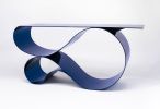 Whorl Console in Blue Powder Coated Aluminum | Side Table in Tables by Neal Aronowitz. Item composed of aluminum compatible with boho and minimalism style