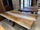 White Table - Dining Table - Live Edge Resin Table | Tables by Tinella Collection. Item composed of walnut compatible with minimalism and contemporary style