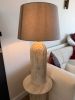 Hand-Carved Travertine Table Lamp | Lamps by AEGEAN MARBLE ARTISAN ATELIER. Item made of marble works with minimalism & contemporary style