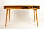 Mid-century Modern Cherry Wood Office Desk With Black Walnut | Tables by Curly Woods. Item made of walnut works with mid century modern style