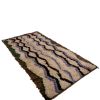 Vintage Moroccan Geometric Beige Brown and Purple Wool Shag | Area Rug in Rugs by Rug and Kilim